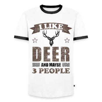 Cerf Cerf Amoureux des animaux Drôle Dicton Cadeau - T-shirt contrasté Homme - blanc/noir - Devant - AI Model Female 172 light (172cm) & AI Model Male 178 dark (178cm)