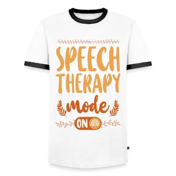 Assistant orthophoniste - T-shirt contrasté Homme - blanc/noir - Devant - AI Model Female 172 light (172cm) & AI Model Male 178 dark (178cm)
