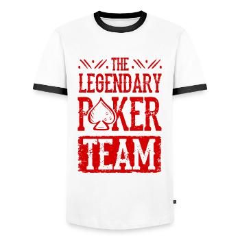 Équipe de poker - T-shirt contrasté Homme - blanc/noir - Devant - AI Model Female 172 light (172cm) & AI Model Male 178 dark (178cm)