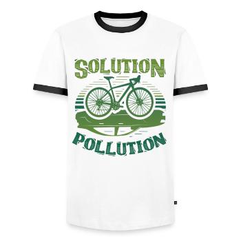 Polution Solution Umweltschutz Radfahren - Männer Kontrast-T-Shirt - Weiß/Schwarz - Vorne - AI Model Female 172 light (172cm) & AI Model Male 178 dark (178cm)
