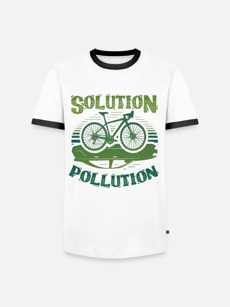 Polution Solution Umweltschutz Radfahren - Männer Kontrast-T-Shirt - Weiß/Schwarz