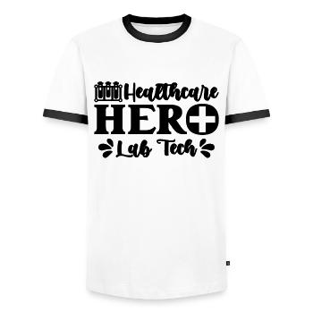 Héros des soins de santé Scientifique Technicien de laboratoire - T-shirt contrasté Homme - blanc/noir - Devant - AI Model Female 172 light (172cm) & AI Model Male 178 dark (178cm)