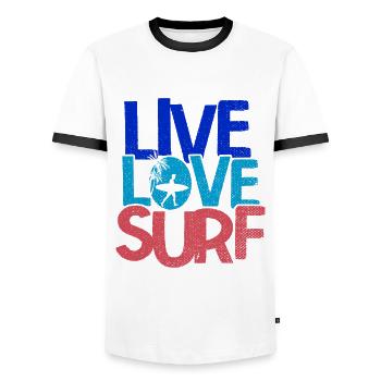 Surfen Wellenreiten Für Surfing - Männer Kontrast-T-Shirt - Weiß/Schwarz - Vorne - AI Model Female 172 light (172cm) & AI Model Male 178 dark (178cm)
