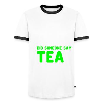 Tea Drinker Tea Cup Tea Bags Teacup - Men's Ringer Shirt - white/black - Front - AI Model Female 172 light (172cm) & AI Model Male 178 dark (178cm)