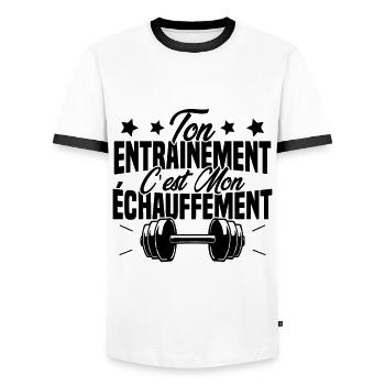 Ton Entrainement C'est Mon échauffement - T-shirt contrasté Homme - blanc/noir - Devant - AI Model Female 172 light (172cm) & AI Model Male 178 dark (178cm)