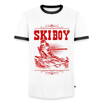 Garçon de ski - T-shirt contrasté Homme - blanc/noir - Devant - AI Model Female 172 light (172cm) & AI Model Male 178 dark (178cm)