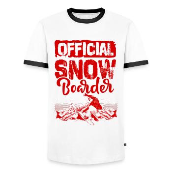 Snowboarder officiel - T-shirt contrasté Homme - blanc/noir - Devant - AI Model Female 172 light (172cm) & AI Model Male 178 dark (178cm)