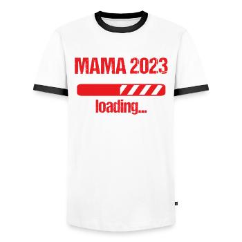 Mom 2023 Loading Pregnancy Announcement Baby - Men's Ringer Shirt - white/black - Front - AI Model Female 172 light (172cm) & AI Model Male 178 dark (178cm)