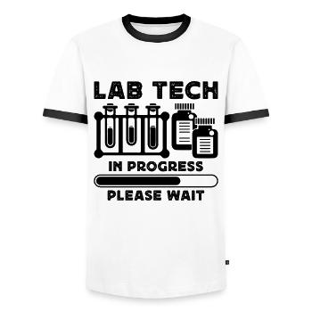 Technicien de laboratoire en sciences médicales - T-shirt contrasté Homme - blanc/noir - Devant - AI Model Female 172 light (172cm) & AI Model Male 178 dark (178cm)