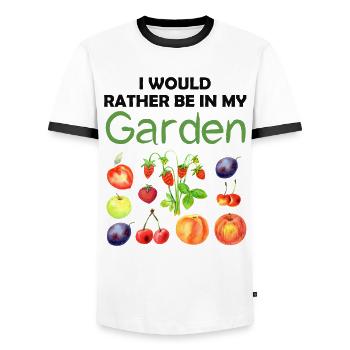 Jardin drôle Dicton Hobby Gardener Idée cadeau - T-shirt contrasté Homme - blanc/noir - Devant - AI Model Female 172 light (172cm) & AI Model Male 178 dark (178cm)