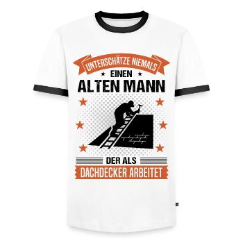 Dachdecker Alter Mann Spruch Herren Geschenk - Männer Kontrast-T-Shirt - Weiß/Schwarz - Vorne - AI Model Female 172 light (172cm) & AI Model Male 178 dark (178cm)