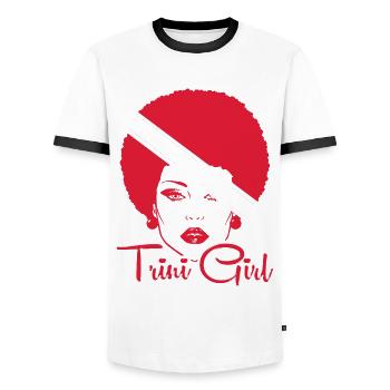 Trinidad and Tobago Girl - Men's Ringer Shirt - white/black - Front - AI Model Female 172 light (172cm) & AI Model Male 178 dark (178cm)