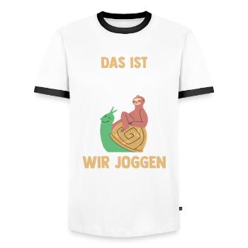 C’est Gerda nous courons ensemble escargot Faulti - T-shirt contrasté Homme - blanc/noir - Devant - AI Model Female 172 light (172cm) & AI Model Male 178 dark (178cm)