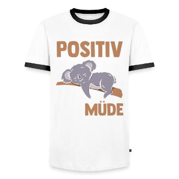 Testé positif pour le koala fatigué - T-shirt contrasté Homme - blanc/noir - Devant - AI Model Female 172 light (172cm) & AI Model Male 178 dark (178cm)
