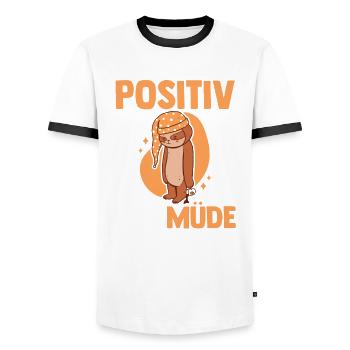 Testé positif pour le paresseux fatigué - T-shirt contrasté Homme - blanc/noir - Devant - AI Model Female 172 light (172cm) & AI Model Male 178 dark (178cm)