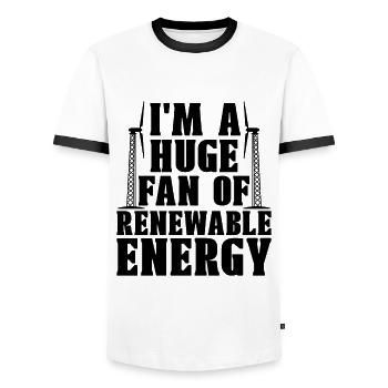 Je suis un grand fan de technicien en turbine d’énergie verte - T-shirt contrasté Homme - blanc/noir - Devant - AI Model Female 172 light (172cm) & AI Model Male 178 dark (178cm)
