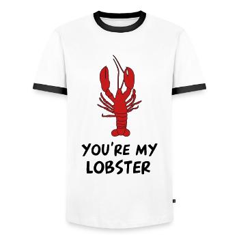 You’re My lobster - Du bist mein Hummer - T-shirt contrasté Homme - blanc/noir - Devant - AI Model Female 172 light (172cm) & AI Model Male 178 dark (178cm)