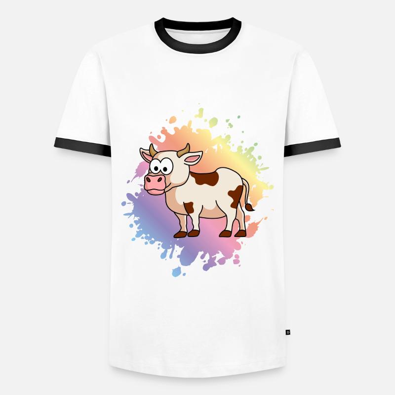Kuh Comic Tier - Männer Kontrast-T-Shirt - Weiß/Schwarz