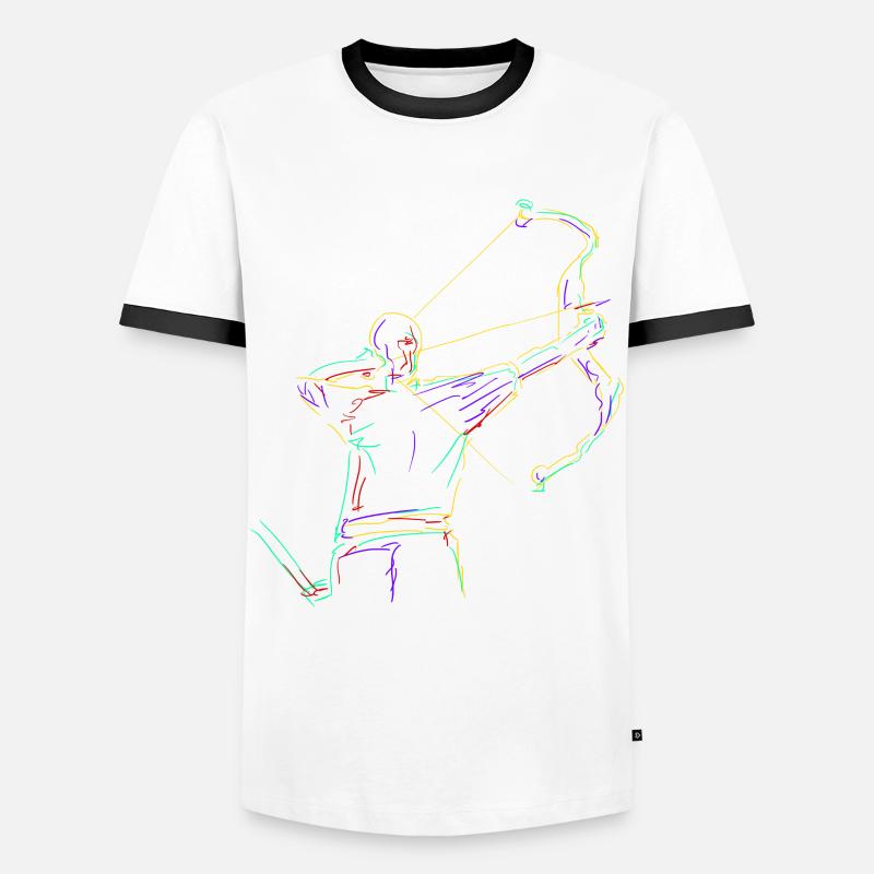 3D Archery Compound Bow - Men's Ringer Shirt - white/black