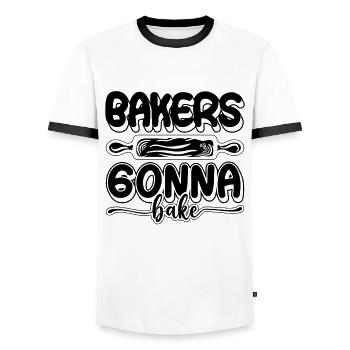 Les boulangers vont à la cuisson Cupcake Cake Chef de boulangerie - T-shirt contrasté Homme - blanc/noir - Devant - AI Model Female 172 light (172cm) & AI Model Male 178 dark (178cm)