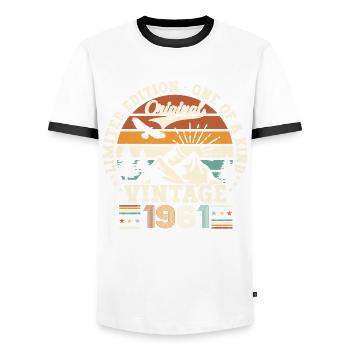 Vintage vintage 1961 61st birthday gift man - Men's Ringer Shirt - white/black - Front - AI Model Female 172 light (172cm) & AI Model Male 178 dark (178cm)