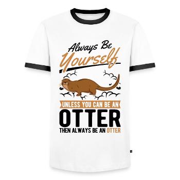 Otter Geschenk Fischotter Seeotter - Männer Kontrast-T-Shirt - Weiß/Schwarz - Vorne - AI Model Female 172 light (172cm) & AI Model Male 178 dark (178cm)