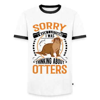 Loutre Cadeau Loutre Loutre Loutre Loutre de mer - T-shirt contrasté Homme - blanc/noir - Devant - AI Model Female 172 light (172cm) & AI Model Male 178 dark (178cm)
