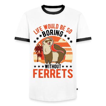 Amoureux du furet Cadeau furet - T-shirt contrasté Homme - blanc/noir - Devant - AI Model Female 172 light (172cm) & AI Model Male 178 dark (178cm)