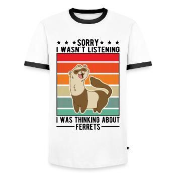 Amoureux du furet Cadeau furet - T-shirt contrasté Homme - blanc/noir - Devant - AI Model Female 172 light (172cm) & AI Model Male 178 dark (178cm)