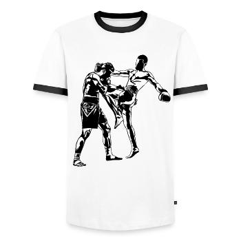 Kickboxen Kickboxer MMA - Männer Kontrast-T-Shirt - Weiß/Schwarz - Vorne - AI Model Female 172 light (172cm) & AI Model Male 178 dark (178cm)