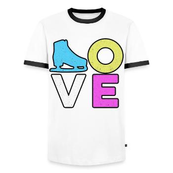 Love Graphic Ice Skating Figure Skater Ice Skater - Männer Kontrast-T-Shirt - Weiß/Schwarz - Vorne - AI Model Female 172 light (172cm) & AI Model Male 178 dark (178cm)