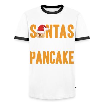 Petit déjeuner Pancakes Fluffy Flat Cake Pank - T-shirt contrasté Homme - blanc/noir - Devant - AI Model Female 172 light (172cm) & AI Model Male 178 dark (178cm)