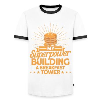 Pancakes Lovers Breakfast Pancakes Fluffi - Men's Ringer Shirt - white/black - Front - AI Model Female 172 light (172cm) & AI Model Male 178 dark (178cm)