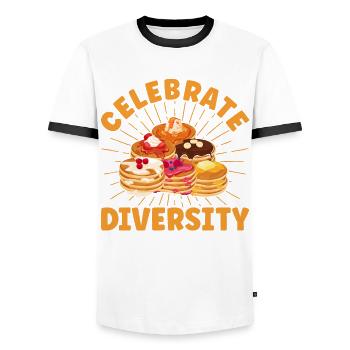 Breakfast Pancakes Pancakes Lover Fluffi - Men's Ringer Shirt - white/black - Front - AI Model Female 172 light (172cm) & AI Model Male 178 dark (178cm)