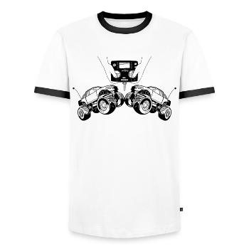 RC Auto Fernsteuerung - Männer Kontrast-T-Shirt - Weiß/Schwarz - Vorne - AI Model Female 172 light (172cm) & AI Model Male 178 dark (178cm)
