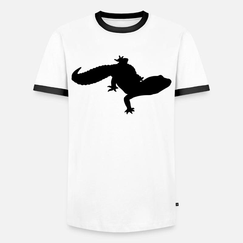 Leopardgecko - Männer Kontrast-T-Shirt - Weiß/Schwarz