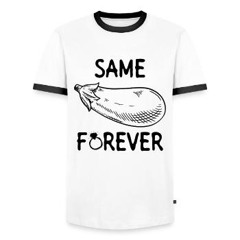 Même aubergine pour toujours - Bride JGA Lustig - T-shirt contrasté Homme - blanc/noir - Devant - AI Model Female 172 light (172cm) & AI Model Male 178 dark (178cm)