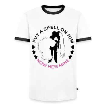 Bride Bachelorette Party JGA Mariage - T-shirt contrasté Homme - blanc/noir - Devant - AI Model Female 172 light (172cm) & AI Model Male 178 dark (178cm)