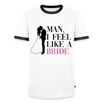 Braut Junggesellinnenabschied JGA Hochzeit - Männer Kontrast-T-Shirt - Weiß/Schwarz - Vorne - AI Model Female 172 light (172cm) & AI Model Male 178 dark (178cm)