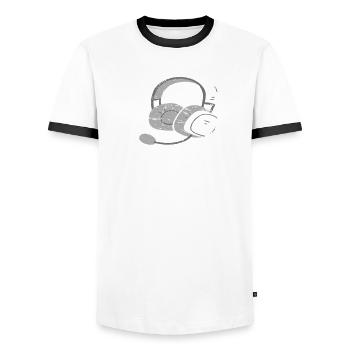 Gaming Retro Gift Idea - Men's Ringer Shirt - white/black - Front - AI Model Female 172 light (172cm) & AI Model Male 178 dark (178cm)