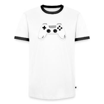 Gaming Retro Gift Idea - Men's Ringer Shirt - white/black - Front - AI Model Female 172 light (172cm) & AI Model Male 178 dark (178cm)