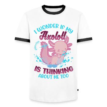 Axolotl Queue Cadeau Amphibien Axolotl - T-shirt contrasté Homme - blanc/noir - Devant - AI Model Female 172 light (172cm) & AI Model Male 178 dark (178cm)
