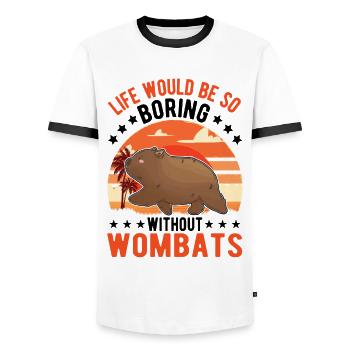 Australischer Wombat - Männer Kontrast-T-Shirt - Weiß/Schwarz - Vorne - AI Model Female 172 light (172cm) & AI Model Male 178 dark (178cm)