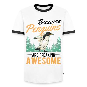 Because Penguins are freaking awesome Pinguin - Männer Kontrast-T-Shirt - Weiß/Schwarz - Vorne - AI Model Female 172 light (172cm) & AI Model Male 178 dark (178cm)