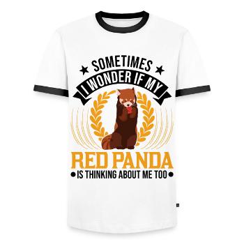 Red Panda Cadeau Chat Ours Panda Rouge - T-shirt contrasté Homme - blanc/noir - Devant - AI Model Female 172 light (172cm) & AI Model Male 178 dark (178cm)