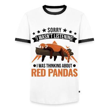 Red Panda Cadeau Chat Ours Panda Rouge - T-shirt contrasté Homme - blanc/noir - Devant - AI Model Female 172 light (172cm) & AI Model Male 178 dark (178cm)