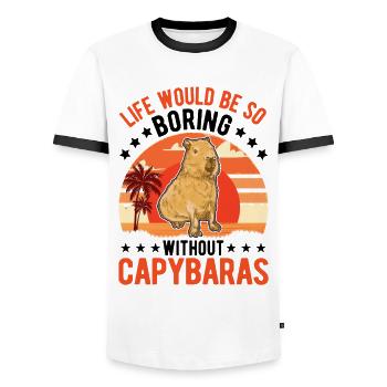 Capybara Gift Capibara capybara - Men's Ringer Shirt - white/black - Front - AI Model Female 172 light (172cm) & AI Model Male 178 dark (178cm)