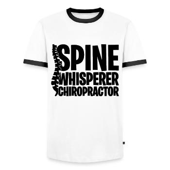 Spine Whisperer Chiropractic Massage Chiropractor - Men's Ringer Shirt - white/black - Front - AI Model Female 172 light (172cm) & AI Model Male 178 dark (178cm)