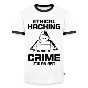 Cybersecurity Computer Security Cybersecurity - Men's Ringer Shirt - white/black - Front - AI Model Female 172 light (172cm) & AI Model Male 178 dark (178cm)