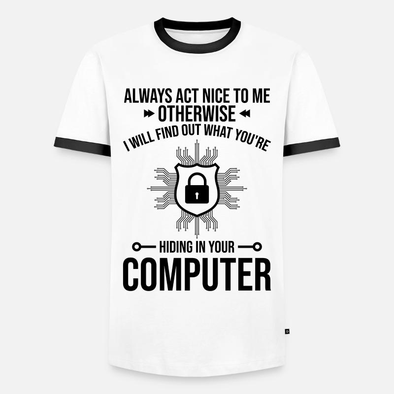 Cybersecurity Computersicherheit Cybersecurity - Männer Kontrast-T-Shirt - Weiß/Schwarz